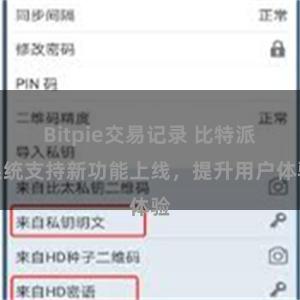 Bitpie交易记录 比特派系统支持新功能上线，提升用户体验